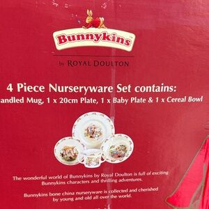 Royal Doulton Bunnykins 4 pc Nurserywear set plate, mug, 2 bowls NWOT